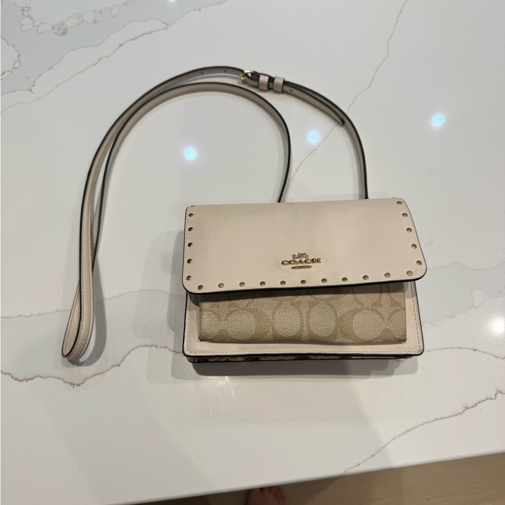 Coach Cream and Tan Crossbody Bag
